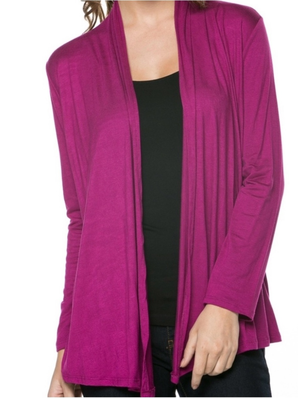 Women’s Open-Front Cardigan Sweater - Magenta